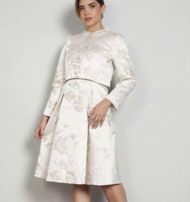 Ella Boo Gold Flair Skirt Dress with Matching Jacket
