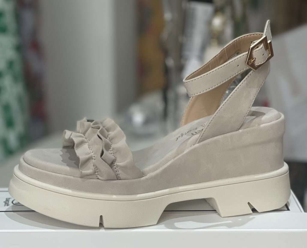 Bagatt Nude Wedge Suedette Sandals with Frill Toe band